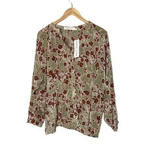 Bishop + Young Blouse Button Down Green Red Size large